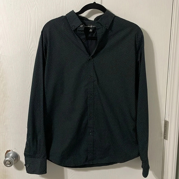 Beverly Hills Polo Club Men’s Button Down Long Sleeve Black & Blue Size Medium - Picture 2 of 8